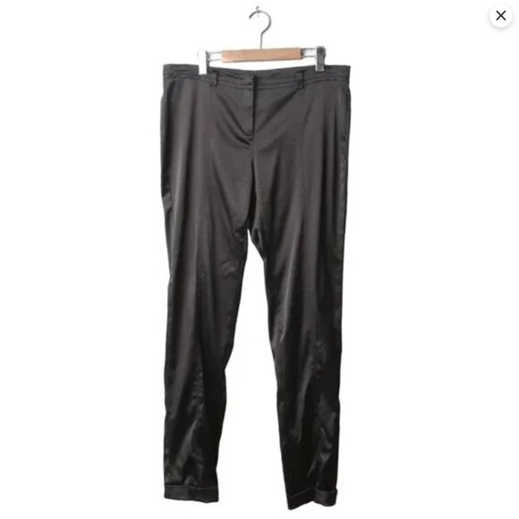 Hugo Boss Satin Straight Leg Dress Pants Black Trousers Party Fancy Classic - Picture 4 of 16